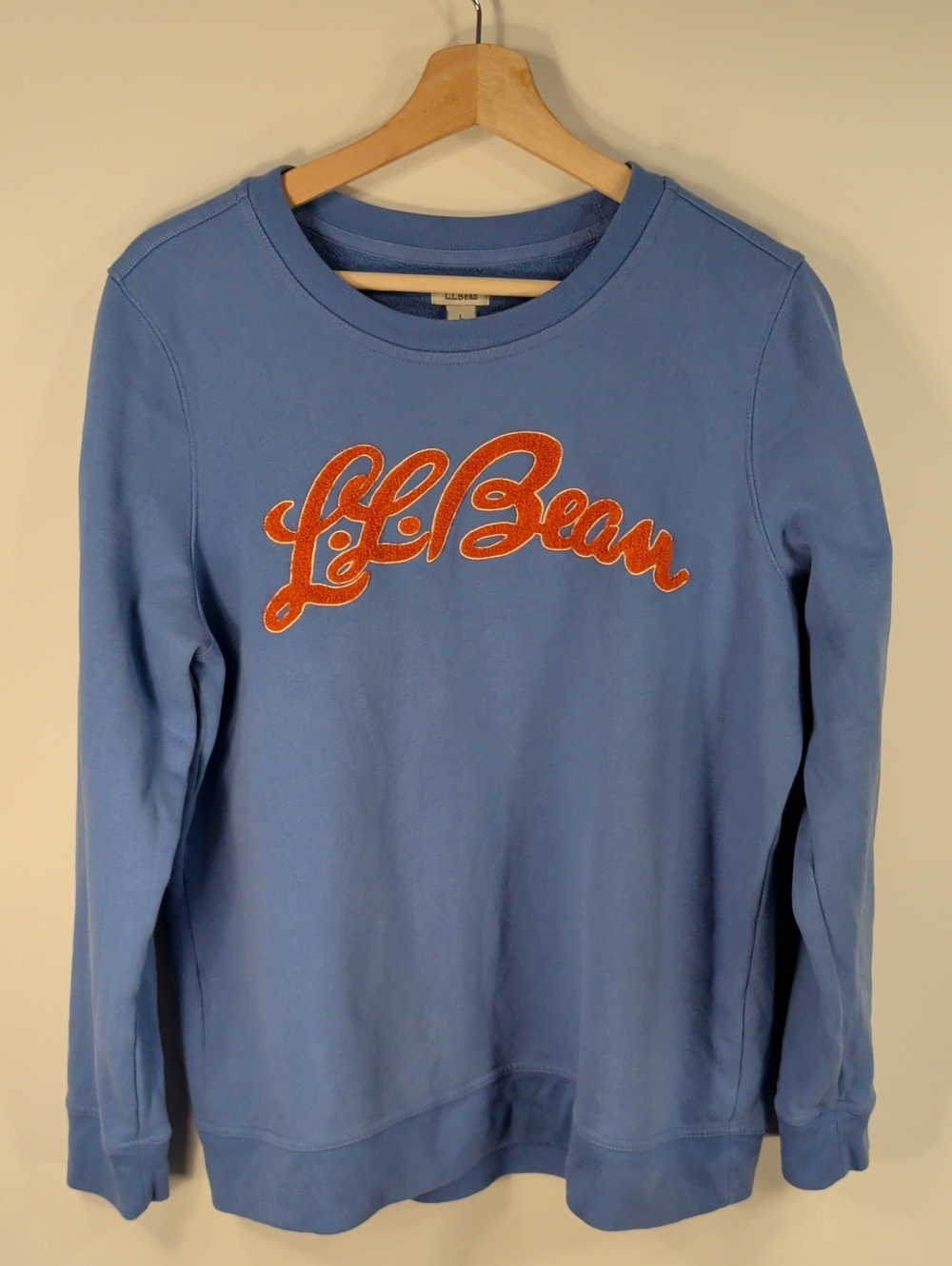 L.L.Bean 1912 Crewneck Logo Sweatshirt Blue Chenille Large